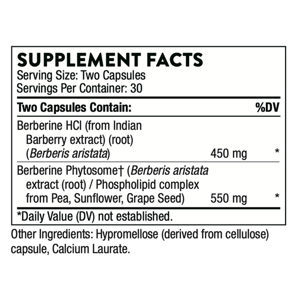 Berberine Supplement Facts Label