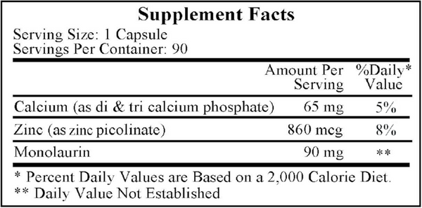 Viricidin Supplement Facts Label