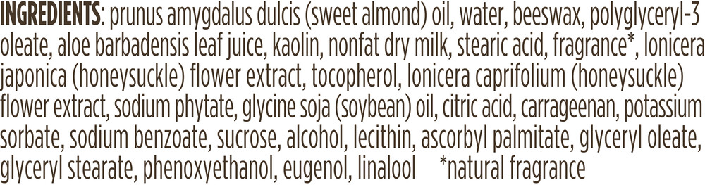 Hand Cream Almond Milk Supplement Facts Label