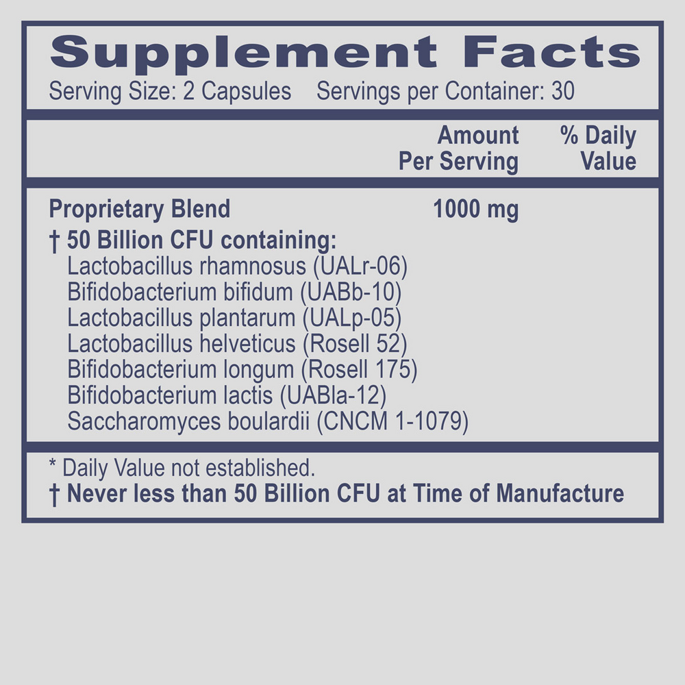 Pro Flora Max Plus Supplement Facts Label