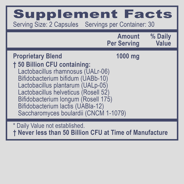 Pro Flora Max Plus Supplement Facts Label