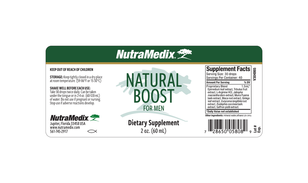 Natural Boost for Men Supplement Facts Label