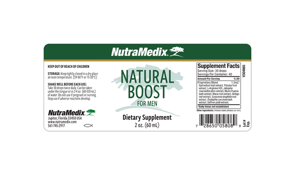 Natural Boost for Men Supplement Facts Label