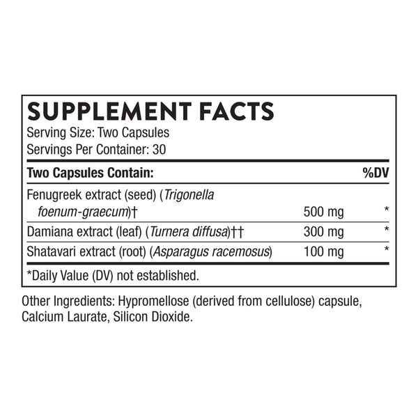 Women's Libido Boost Supplement Facts Label