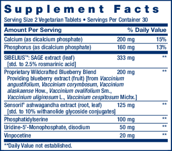 Cognitex® Elite Supplement Facts Label