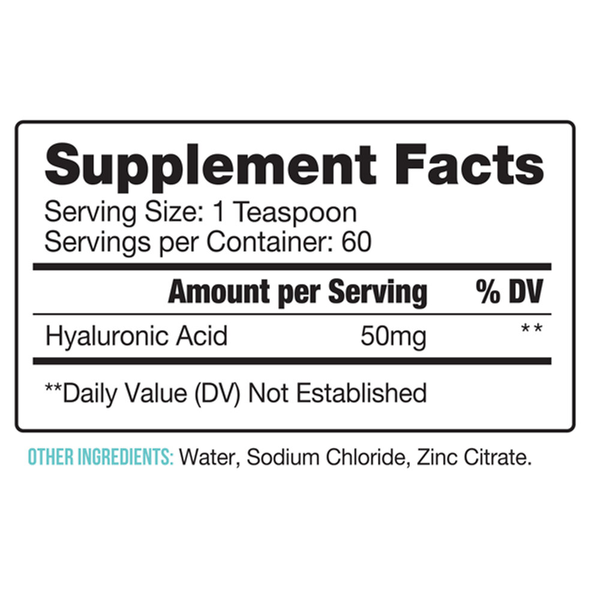 Joints Skin & Eyes HA High Dose Liquid Supplement Facts Label