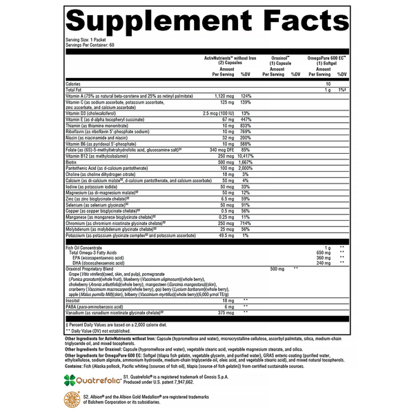 ActivEssentials™ Supplement Facts Label