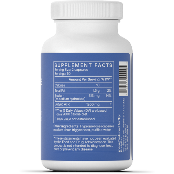 Sodium Butyrate 600 mg Supplement Facts Label