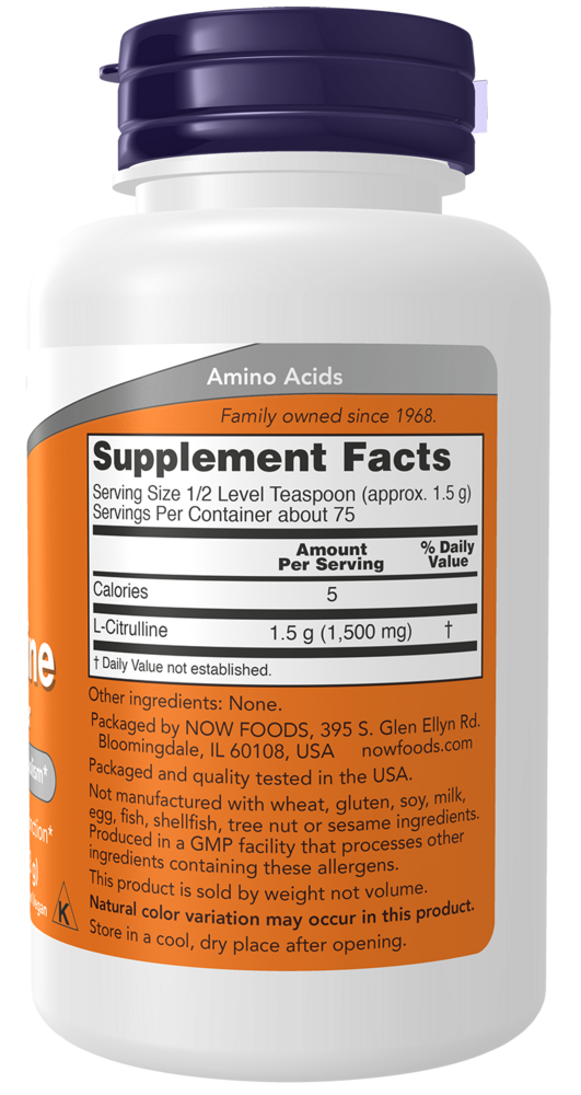 L-Citrulline Powder Supplement Facts Label