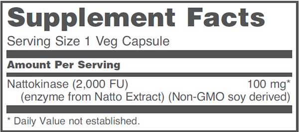 Nattokinase 100 mg Supplement Facts Label