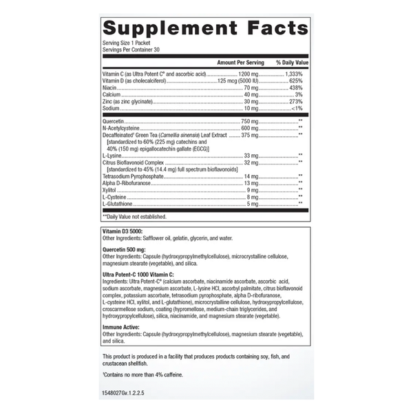 Immune Defense Pack Supplement Facts Label