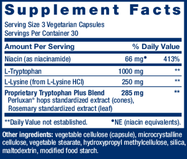 Optimized Tryptophan Plus Supplement Facts Label