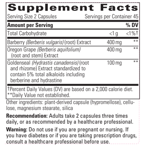 Berberine Complex Supplement Facts Label