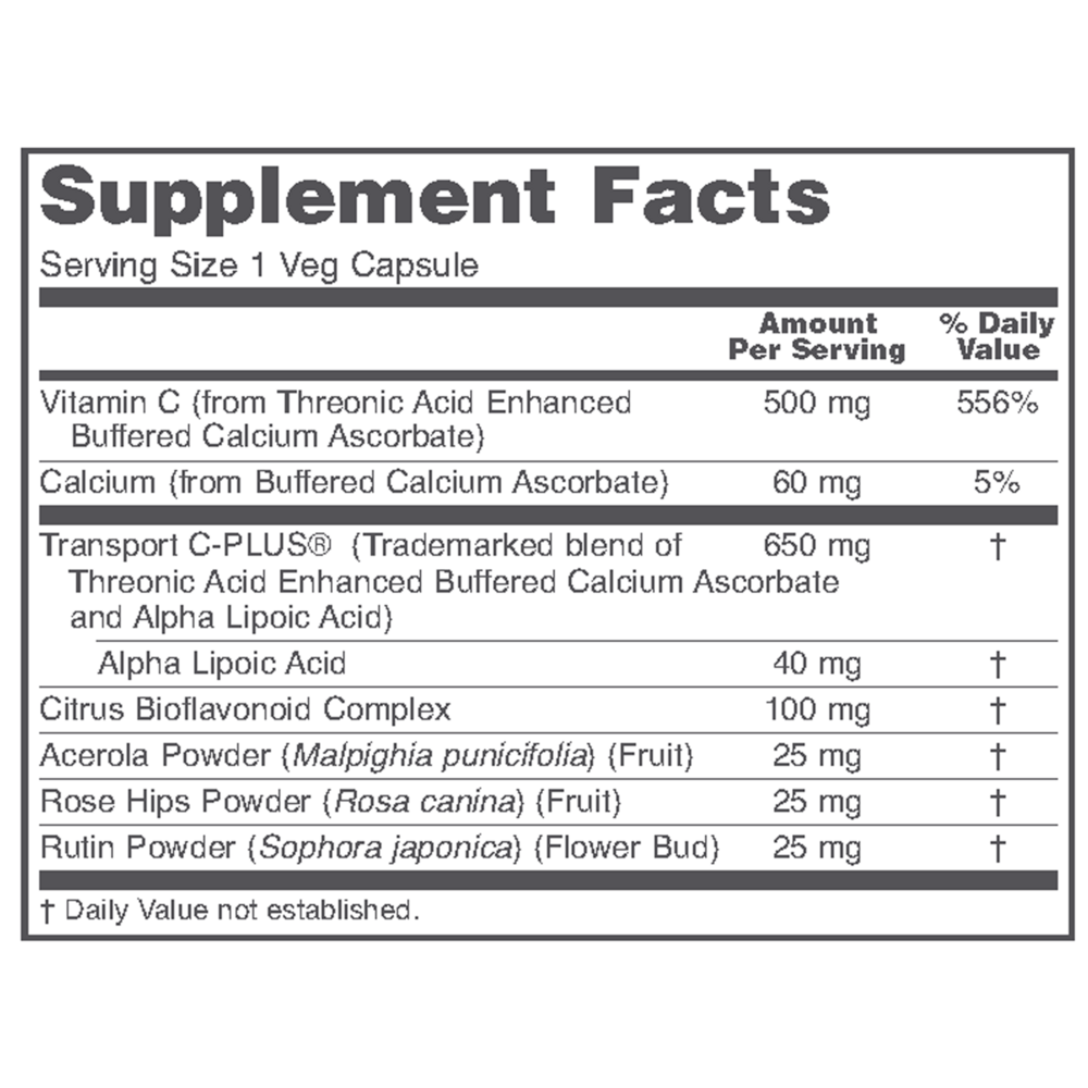 ProtoSorb C 500 Supplement Facts Label