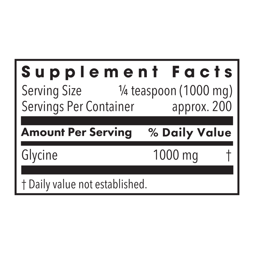 Glycine Powder Supplement Facts Label