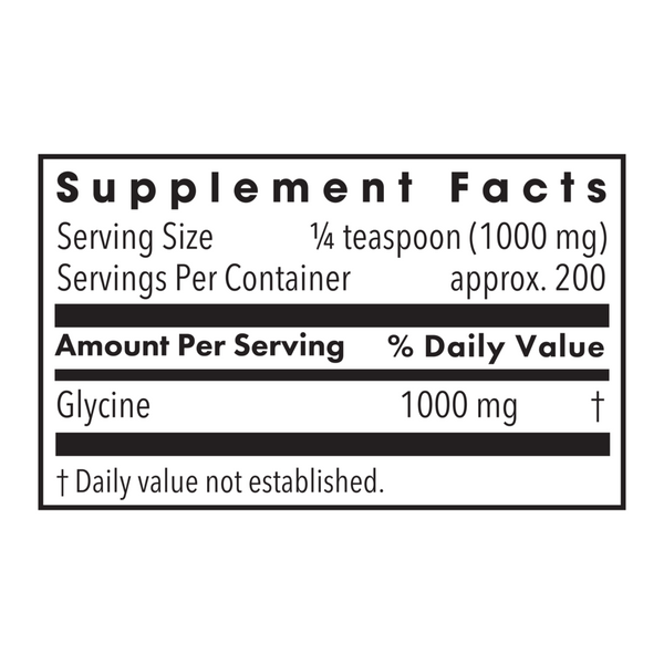Glycine Powder Supplement Facts Label