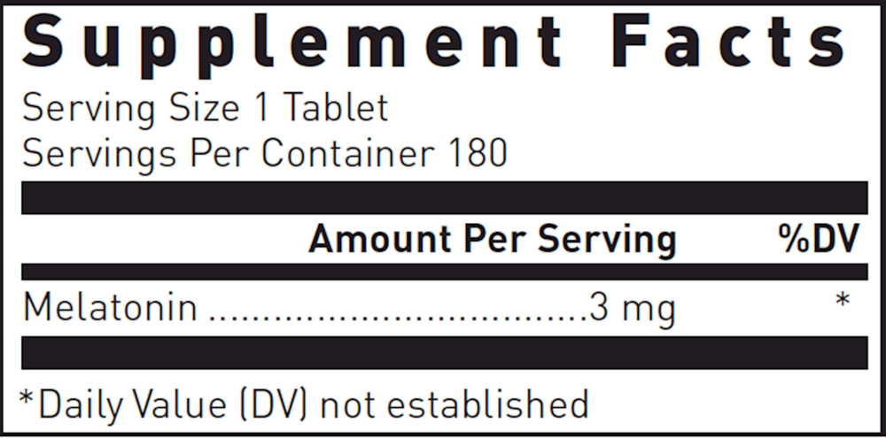 Melatonin PR 3 mg Supplement Facts Label