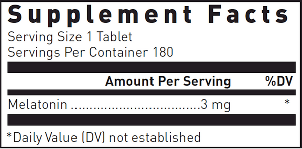 Melatonin PR 3 mg Supplement Facts Label