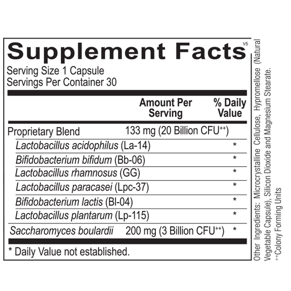 Ortho Biotic Supplement Facts Label