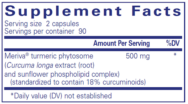 CurcumaSorb Supplement Facts Label