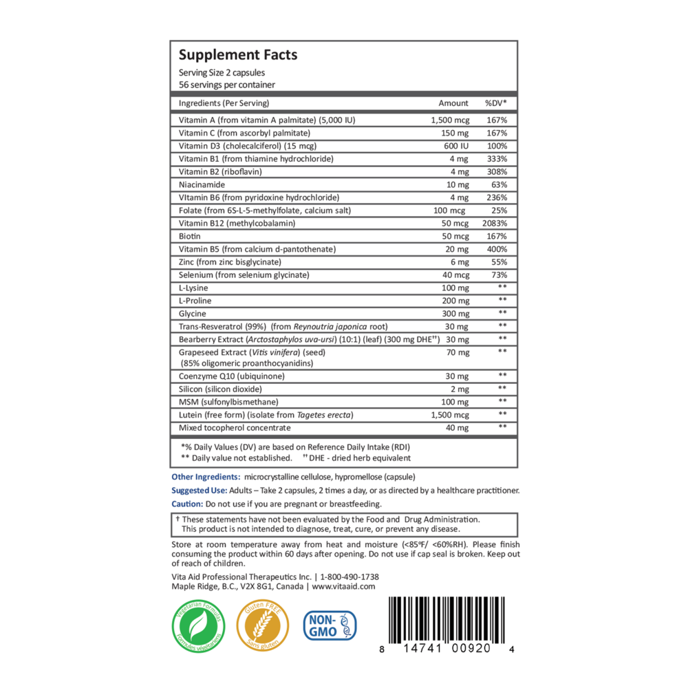Collagen Restore Supplement Facts Label