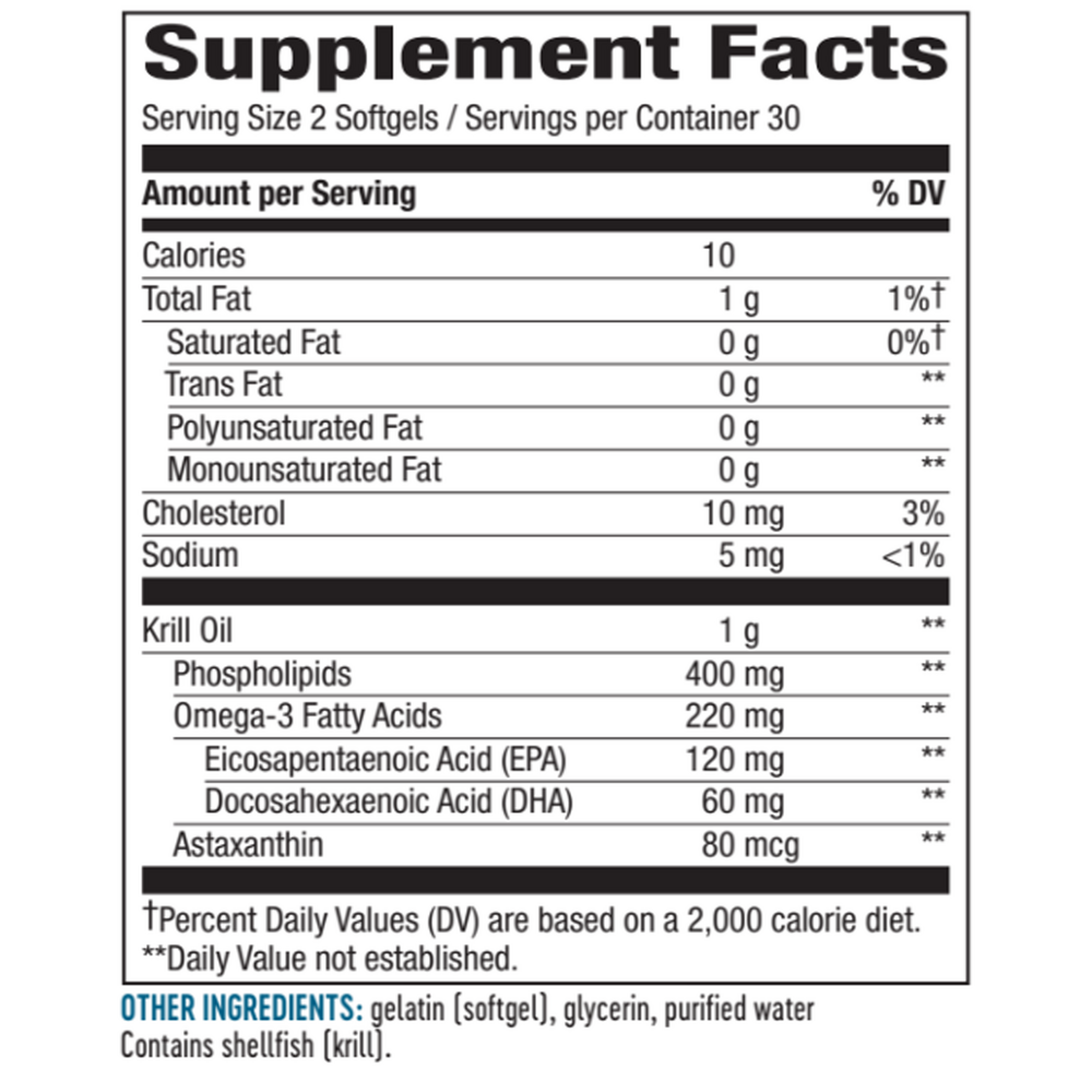 Krill Oil 500 mg Supplement Facts Label