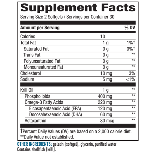 Krill Oil 500 mg Supplement Facts Label
