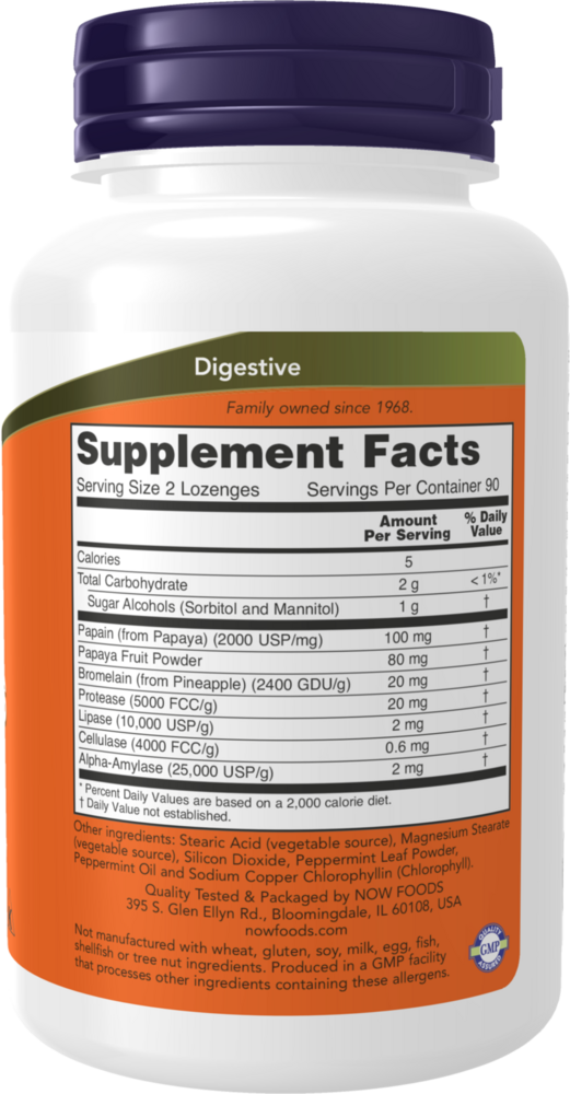 Papaya Enzymes Supplement Facts Label