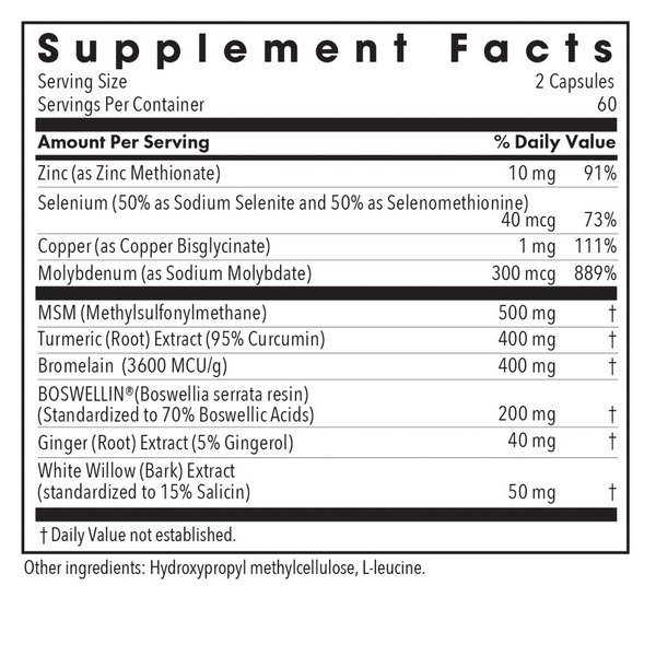 InflaMed Supplement Facts Label