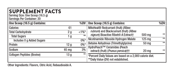 Collagen Plus Supplement Facts Label