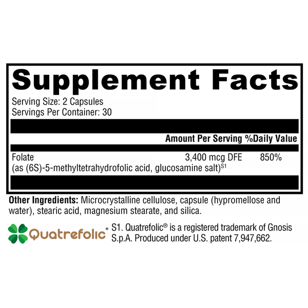5-MTHF Supplement Facts Label