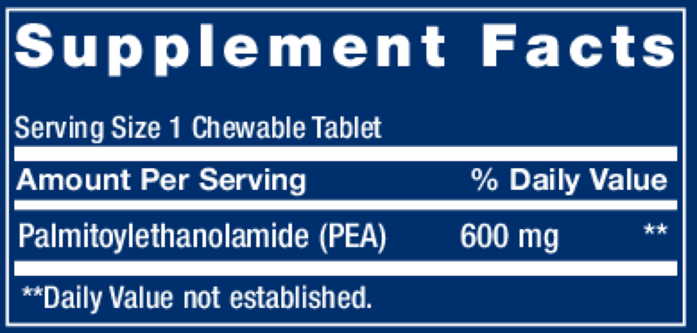 PEA Discomfort Relief Supplement Facts Label