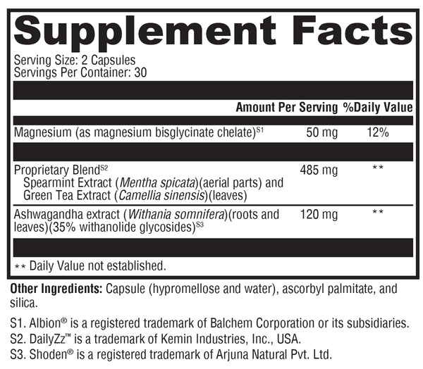 Sleep & Perform Supplement Facts Label