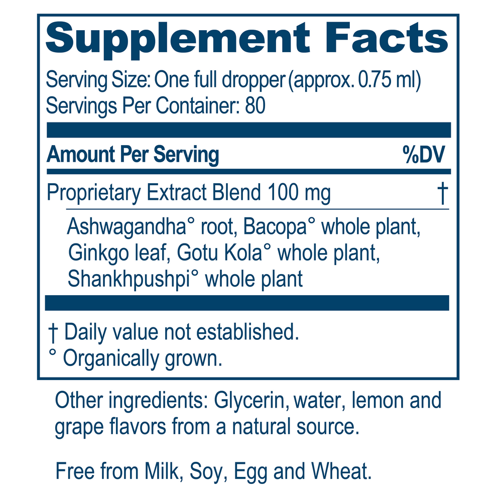 Bacopa Plus Drops Supplement Facts Label