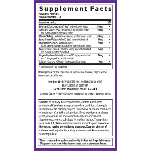 Zyflamend Nighttime Supplement Facts Label