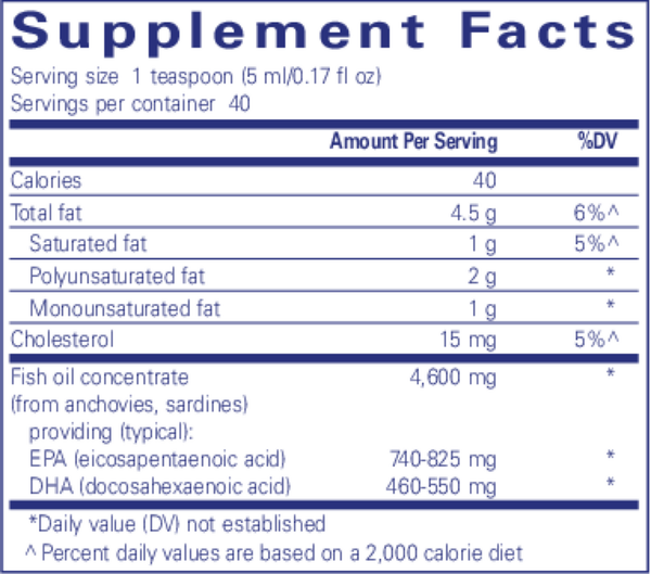 EPA/DHA liquid 200 mL Supplement Facts Label