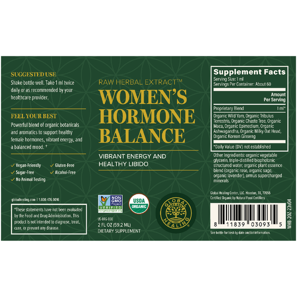 Women's Hormone Balance Supplement Facts Label
