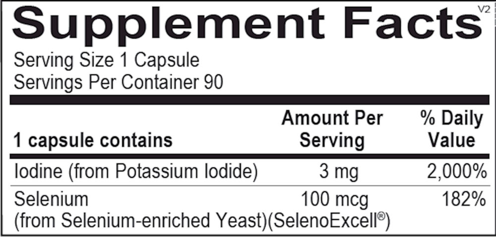 Seleno-Iodide Supplement Facts Label