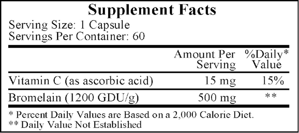Inflazyme Supplement Facts Label