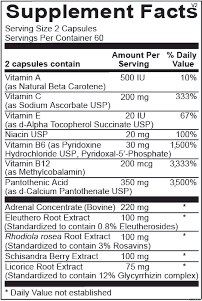 Adren-All Supplement Facts Label