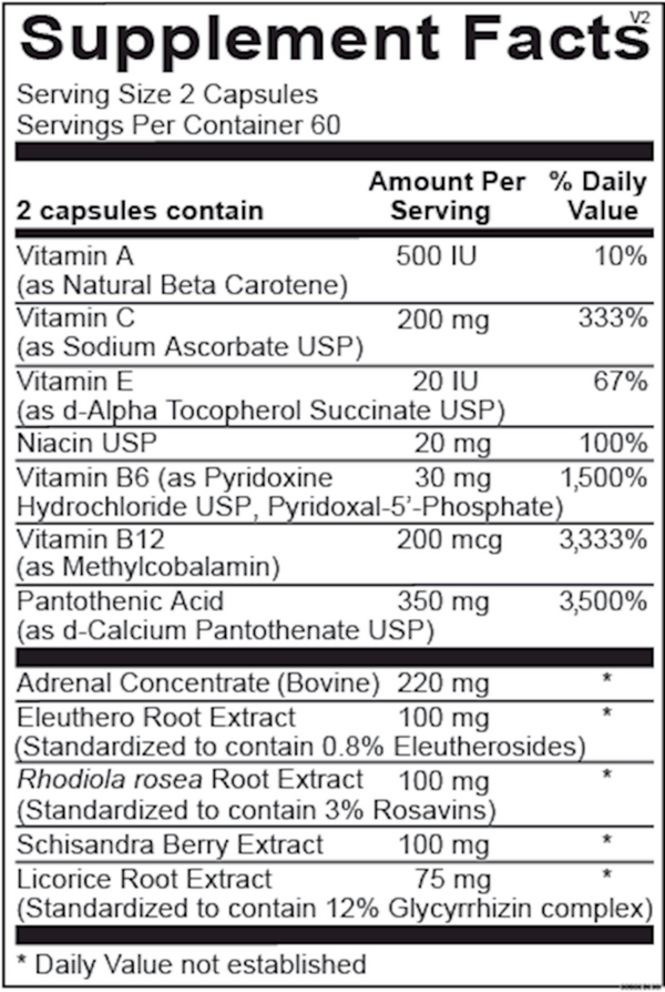 Adren-All Supplement Facts Label