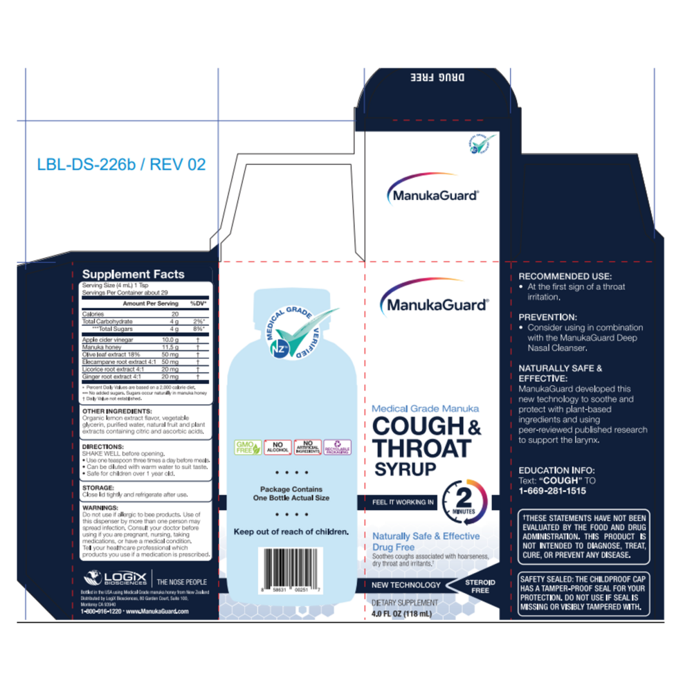 Cough & Throat Syrup Supplement Facts Label
