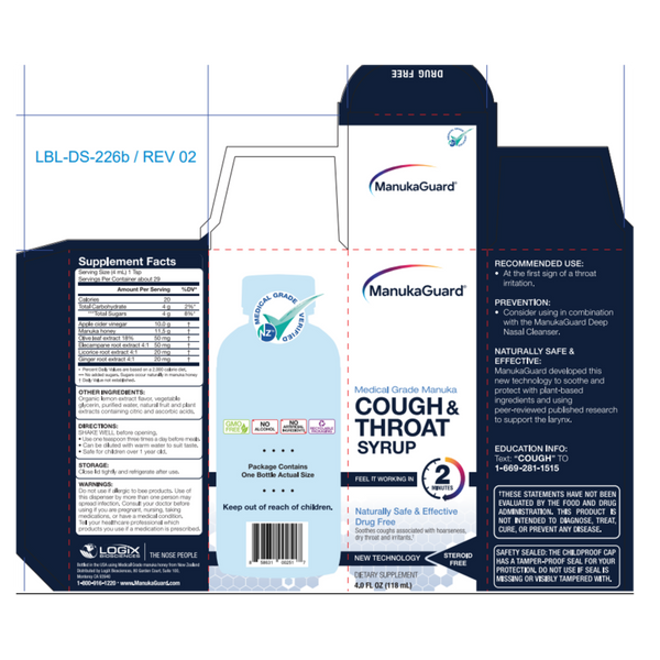 Cough & Throat Syrup Supplement Facts Label