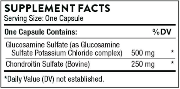 Glucosamine & Chondroitin Supplement Facts Label