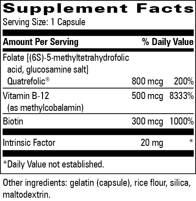 B-12 Intrinsic Factor Supplement Facts Label