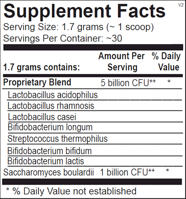 FloraBoost Supplement Facts Label