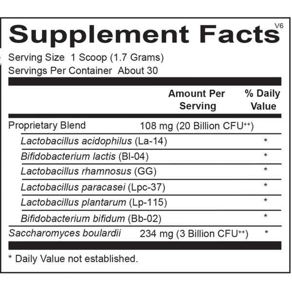 Ortho Biotic® Powder Supplement Facts Label