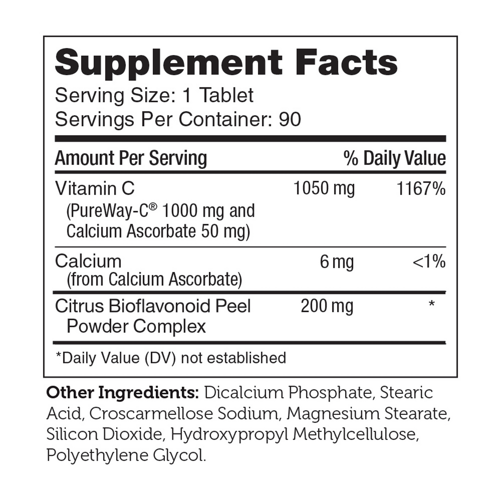 PureWay-C Supplement Facts Label