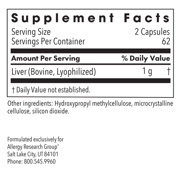 Liver Beef Supplement Facts Label