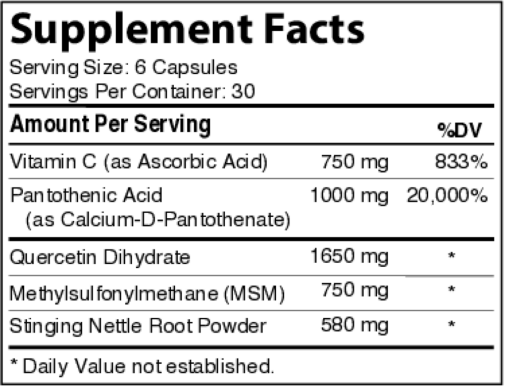 AllerBreez Supplement Facts Label